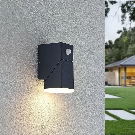 Lindby Sally Down LED Lampa Ścienna z Czujnikiem Ruchu, Antracyt