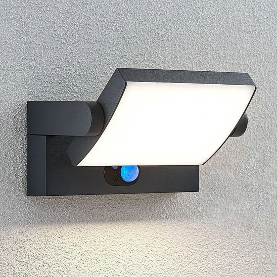 Lindby Sherin Lampa ścienna LED solarna z czujnikiem, antracyt