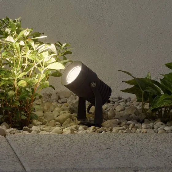 Reflektor zewnętrzny LED Lucande Jon, szpikulec, ciemnoszary, IP65