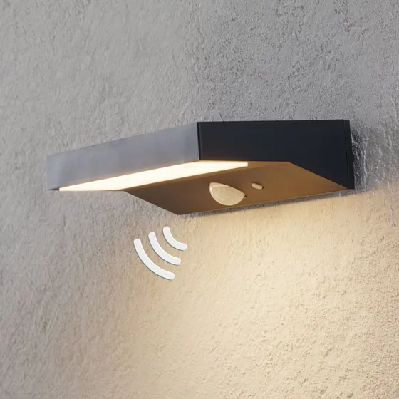 Lindby Kinkiet zewnętrzny LED Solar Maresia, czujnik, antracyt