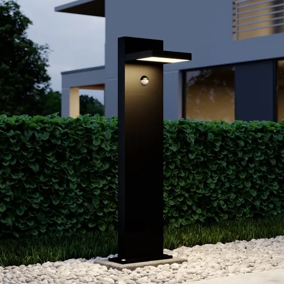 Lucande Silvan Słupek oświetleniowy LED 65 cm, antracyt, z czujnikiem