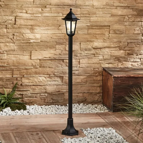 Lampa parkowa Lindby Nane Black - latarnia ogrodowa 122 cm