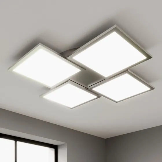 Lucande Ilira Lampa sufitowa LED 4-punktowa, srebrna, ściemniana