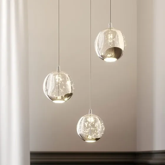 Lucande Lampa wisząca LED Hayley, Ø 25 cm, chrom, szkło