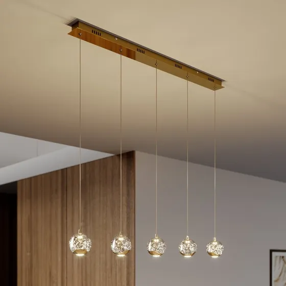Lucande Lampa wisząca Hayley LED Clear/Gold 96 cm