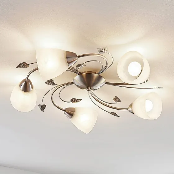 Lindby Yannie 5 Lampa Sufitowa Nikiel/Opal (60 cm)