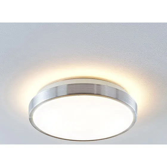 Lampa sufitowa LED Lindby Emelie, Ø 27 cm, aluminium/biały