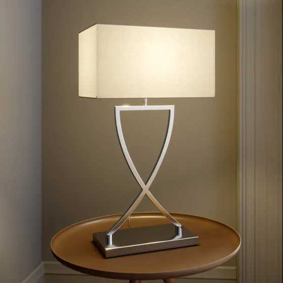 Lucande Evaine Lampa Stołowa Chrom/Biały, 66 cm, E27