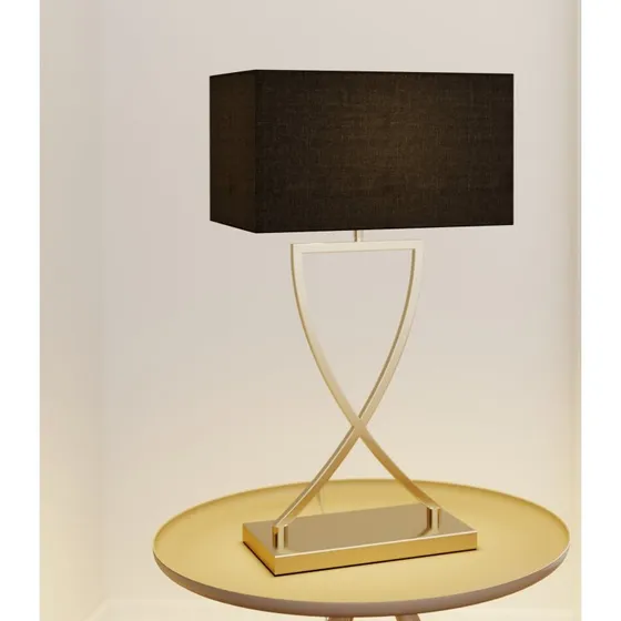 Lampa stołowa Lucande Evaine, mosiądz/czarny, 66 cm, E27