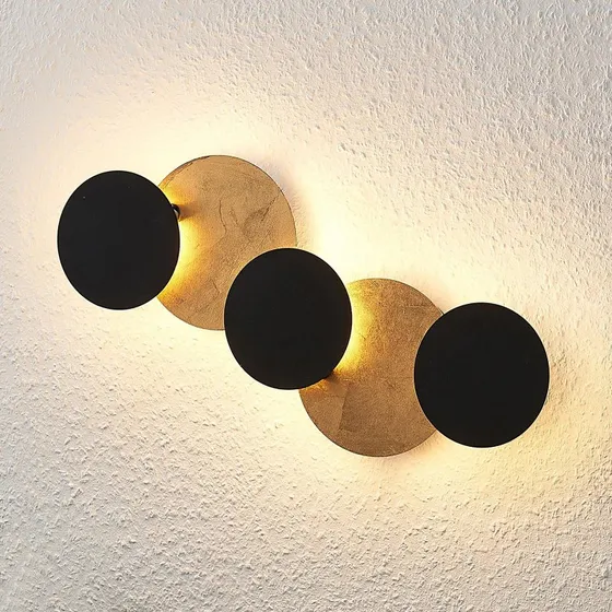 Lindby kinkiet LED Grażyna, 52 cm, czarno-złoty, 5-punktowy