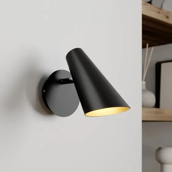 Lucande Wibke Black - Lampa ścienna skandynawska, czarno-złota