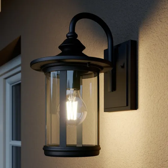 Lindby Zayn Lampa Ogrodowa Black/Clear - Kinkiet Zewnętrzny