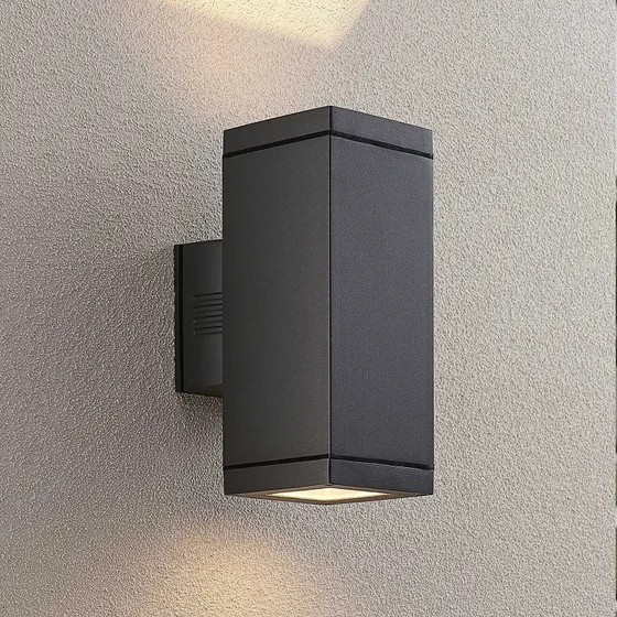Lucande Stani Kinkiet Zewnętrzny Dark Grey E27 - 2-punktowy
