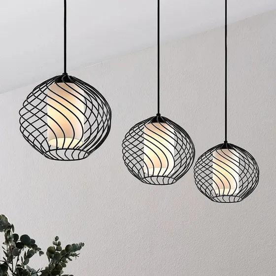 Lindby Cedrice Lampa Wisząca Black/White - 3-punktowa