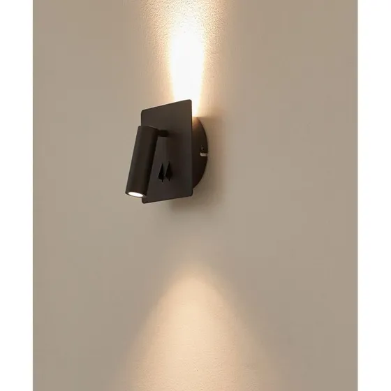 Lucande Magya LED Kinkiet 2-punktowy, czarny, aluminiowy