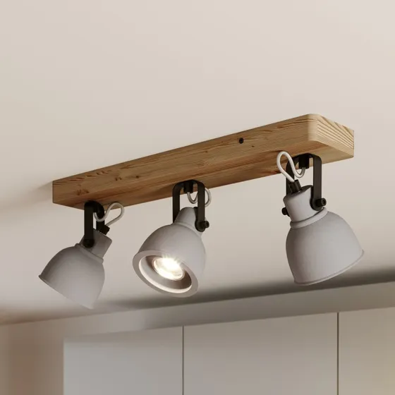 Lindby Mitis Lampa Sufitowa Mirka 3 Grey/Dark Wood 50 cm