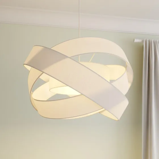 Lindby Simaria Lampa Wisząca Biała, Tekstylna, Ø 60 cm