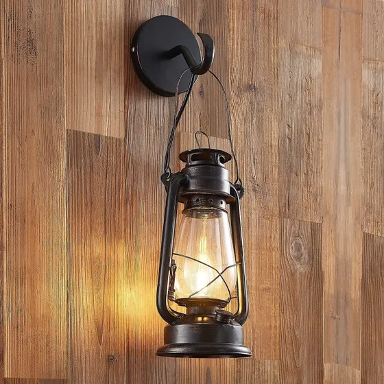 Lindby Raisa Rust Kinkiet - Rustykalna Lampa Ścienna Latarnia