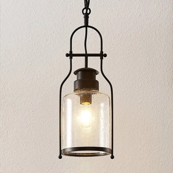 Lindby Rozalie Lampa Wisząca Clear/Black - Styl Vintage