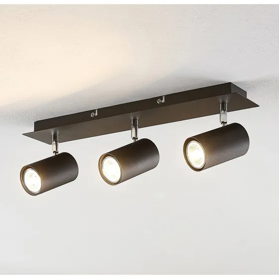Lindby Joffrey Lampa Sufitowa Czarna, 3-punktowy Reflektor GU10
