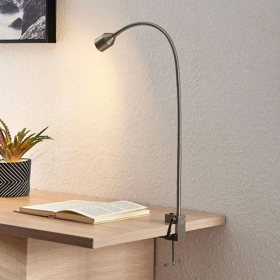 Hanilo LED Lampa Biurkowa z Klipsem Lindby, Nikiel