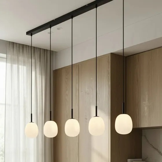 Lindby Etiena Lampa Wisząca 5-pkt Opal/Black
