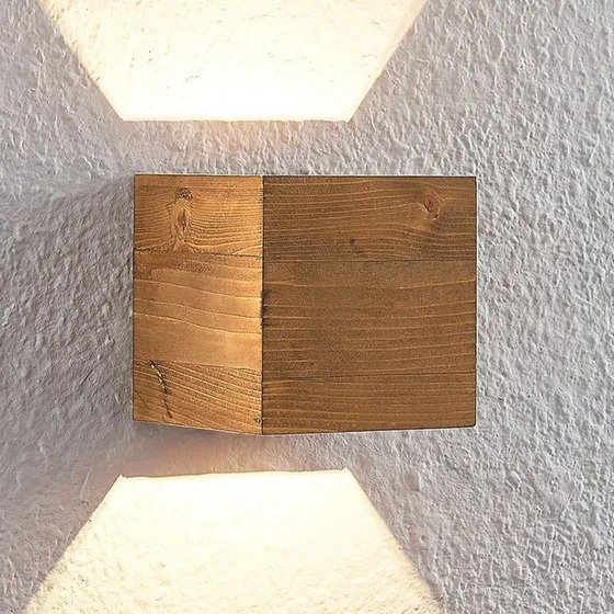 Lindby Benicio S Lampa Ścienna Wood/Nickel - Drewno i Nikiel