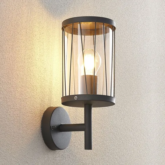 Lindby Yonan Kinkiet Zewnętrzny Dark Grey/Clear