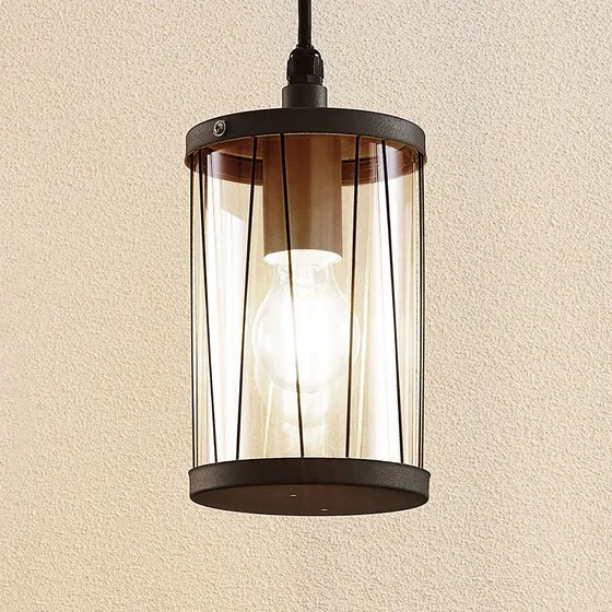 Lindby Yonan Lampa Wisząca Zewnętrzna Dark Grey/Clear