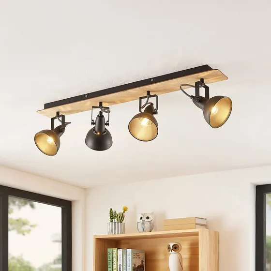 Lindby Aylis Lampa Sufitowa Black/Wood 82 cm