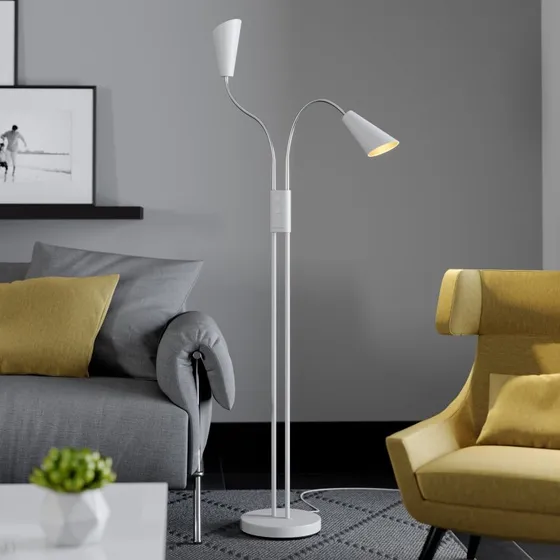 Lampa podłogowa Lucande Medira White, 2-punktowa, GU10