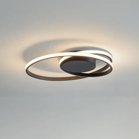 Lampa sufitowa LED Lindby Youna, czarna, 39 cm, ściemnialna