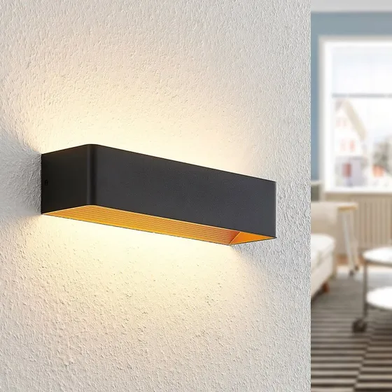 Arcchio Kinkiet LED Karam 37 cm – Czarny/Złoty, Up/Down
