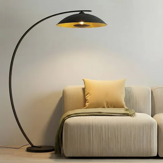 Lampa podłogowa Lindby Emilienne, czarno-złota, 180 cm
