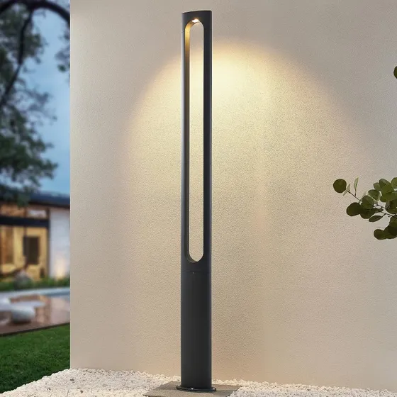 Lucande Dovino latarnia ogrodowa LED 200 cm, ciemnoszara