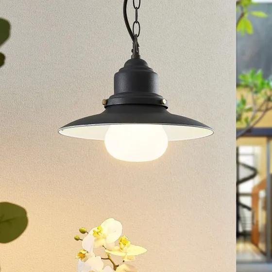 Lindby Roisin Lampa Wisząca Ogrodowa Dark Grey Ø 32 cm