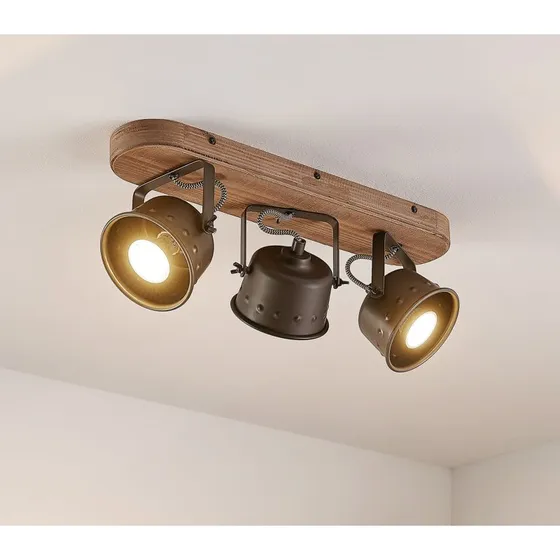 Lindby Rubinjo 3 Lampa Sufitowa Wood/Black, 45 cm, GU10