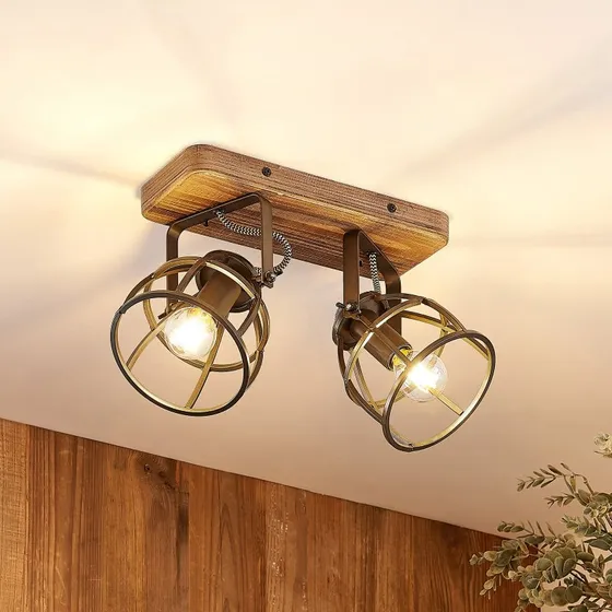 Lindby Rutger 2 Lampa Sufitowa Wood/Black 36 cm