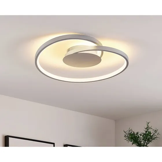 Lampa sufitowa LED Lucande Enesa Ø 46 cm, srebrna, ściemniana