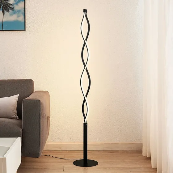 Lampa podłogowa LED Lindby Welina Matt Black, 150 cm, ściemniana