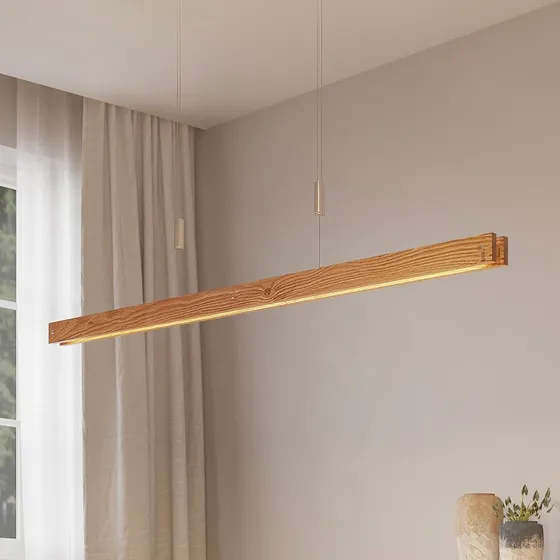 Lindby Alimara L138 Wood – Drewniana Lampa Wisząca LED