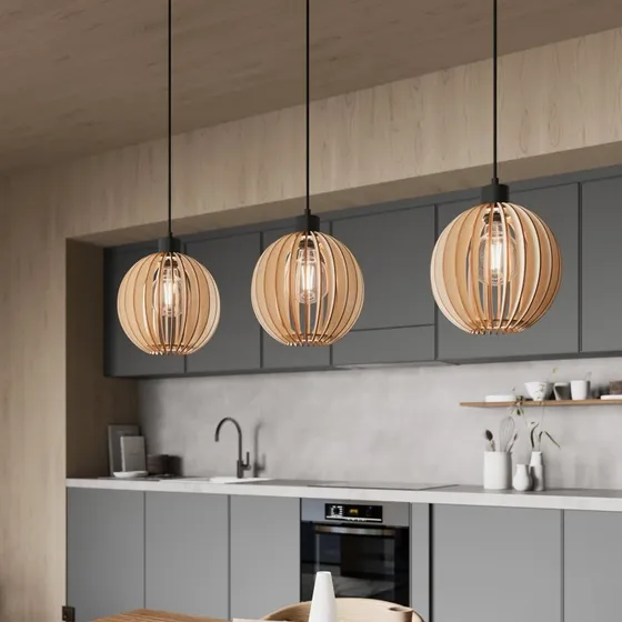 Lampa wisząca Envostar Clay Sklejka brzozowa 3-punktowa
