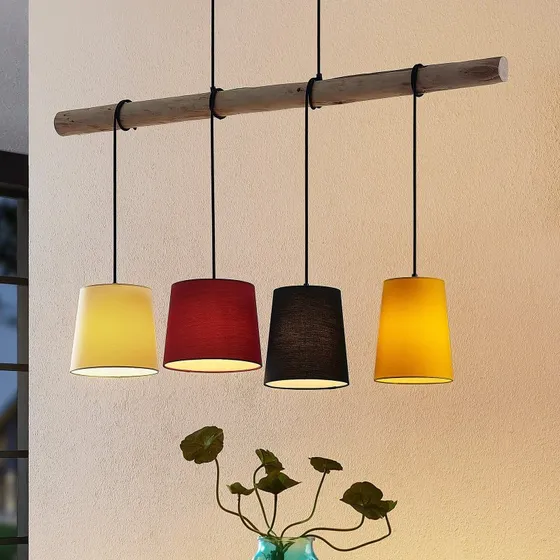 Lampa wisząca Lindby Hinai 4 Black/Red/Yellow - 116 cm