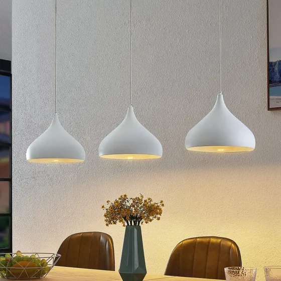 Lampa wisząca Lindby Elamira White - 3-punktowa, metalowa