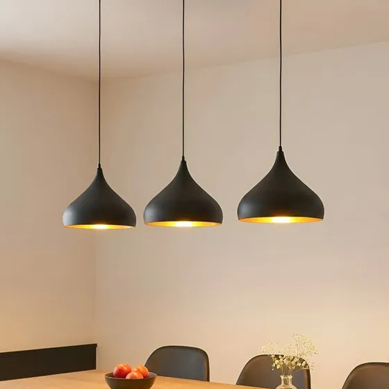 Lindby Elamira Lampa Wisząca Black/Gold - 3-punktowa, 133 cm