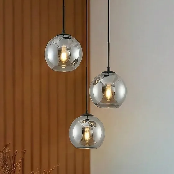 Lampa wisząca Lindby Jurian, 32 cm, czarny/dymny, szkło