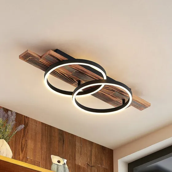 Lindby Sentoa Lampa Sufitowa LED Wood/Black 75 cm