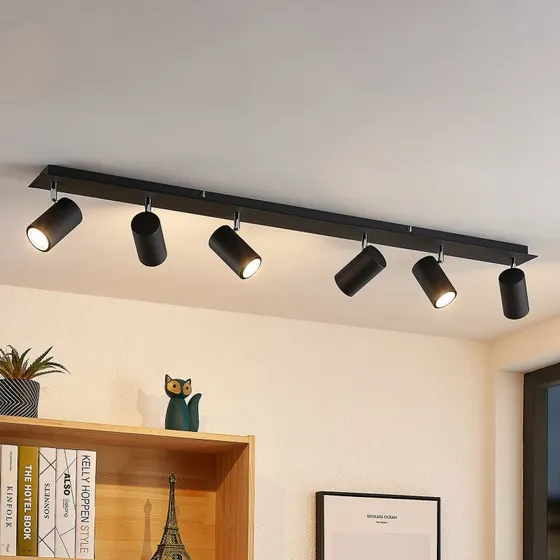 Lindby Joffrey 6 Lampa Sufitowa Czarna 116 cm GU10