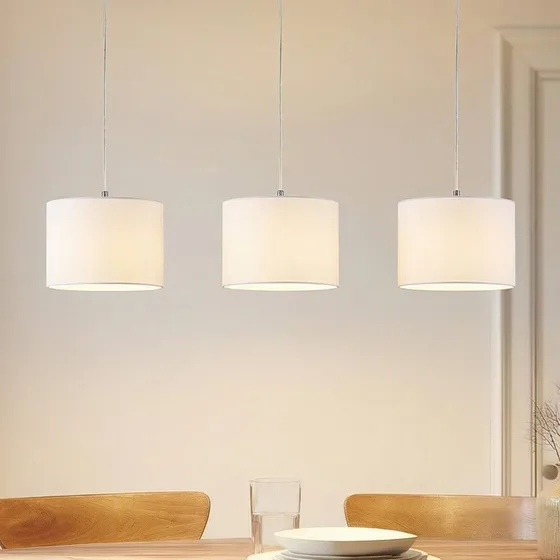 Lindby Imarin 3 Lampa Wisząca White - Biała Tekstylna