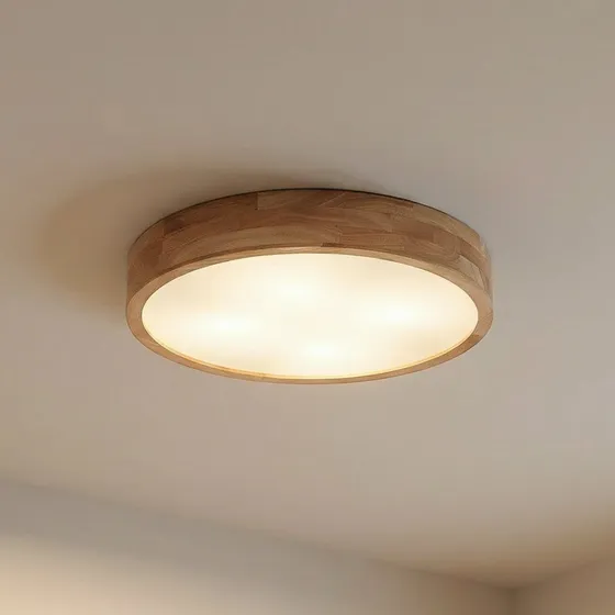 Lampa sufitowa Lindby Tanju, drewno kauczukowe, Ø 50 cm